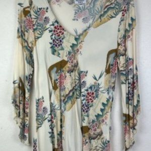 Naturally Yours Women's Hawaii Print Long Sleeve Blouse